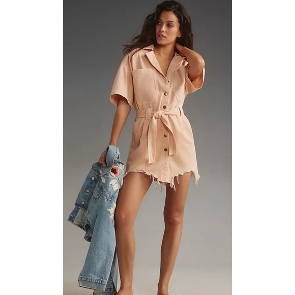 Pilcro Dresses & Skirts - Pilcro by Anthropology Womens‎ L Destructive Denim Jean Mini Dress Frayed Hem